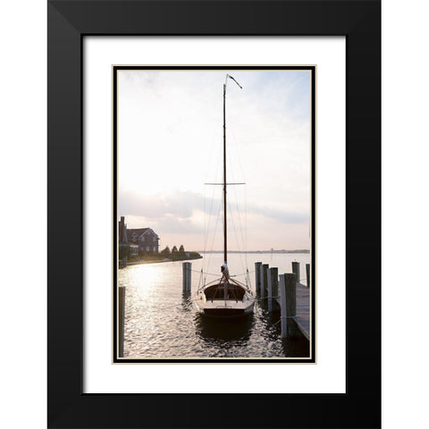 Along The Pier Black Modern Wood Framed Art Print with Double Matting by Millet, Karyn