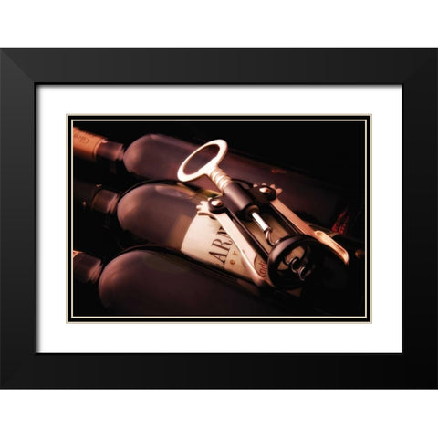 Wine and Corkscrew Black Modern Wood Framed Art Print with Double Matting by McNemar, C. Thomas
