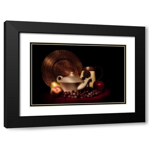 Teapot with Fruit Still Life Black Modern Wood Framed Art Print with Double Matting by McNemar, C. Thomas