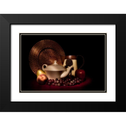 Teapot with Fruit Still Life Black Modern Wood Framed Art Print with Double Matting by McNemar, C. Thomas