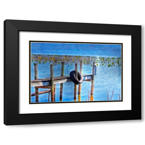 Boat Dock Pastel Black Modern Wood Framed Art Print with Double Matting by McNemar, C. Thomas