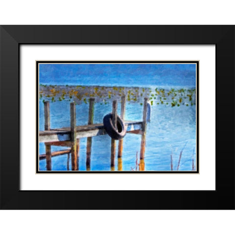 Boat Dock Pastel Black Modern Wood Framed Art Print with Double Matting by McNemar, C. Thomas