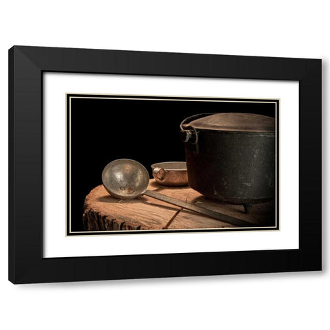 Dutch Oven and Ladle Black Modern Wood Framed Art Print with Double Matting by McNemar, C. Thomas