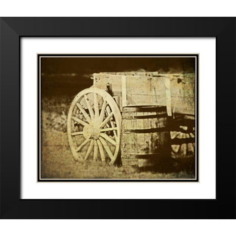 Rustic Wagon and Barrel Black Modern Wood Framed Art Print with Double Matting by McNemar, C. Thomas