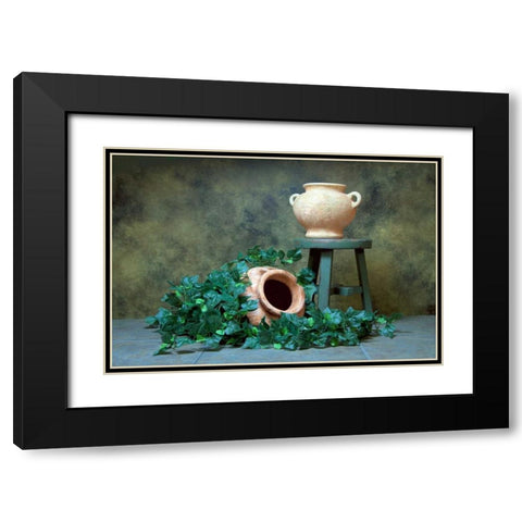 Pottery with Ivy I Black Modern Wood Framed Art Print with Double Matting by McNemar, C. Thomas