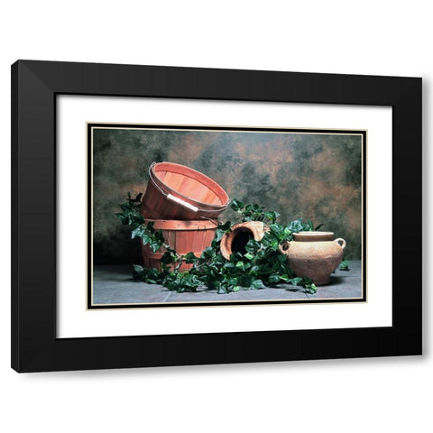 Pottery with Ivy II Black Modern Wood Framed Art Print with Double Matting by McNemar, C. Thomas