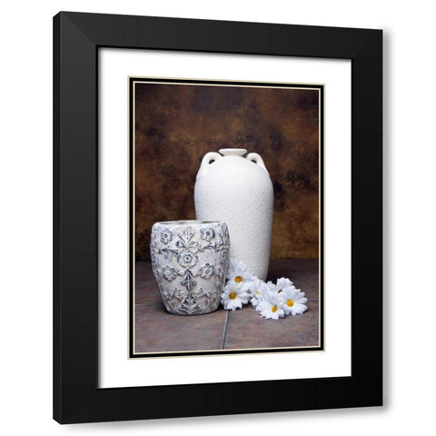 Vases with Daisies I Black Modern Wood Framed Art Print with Double Matting by McNemar, C. Thomas