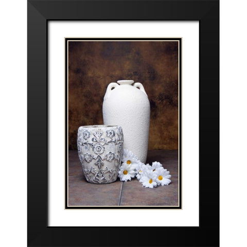 Vases with Daisies I Black Modern Wood Framed Art Print with Double Matting by McNemar, C. Thomas