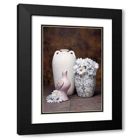 Vases with Daisies II Black Modern Wood Framed Art Print with Double Matting by McNemar, C. Thomas