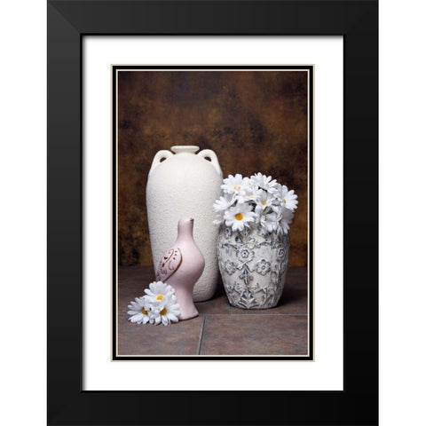 Vases with Daisies II Black Modern Wood Framed Art Print with Double Matting by McNemar, C. Thomas