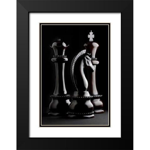 Chessmen II Black Modern Wood Framed Art Print with Double Matting by McNemar, C. Thomas