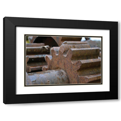 Gears II Black Modern Wood Framed Art Print with Double Matting by Moore, Brian