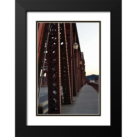 Bridge Walk Black Modern Wood Framed Art Print with Double Matting by Moore, Brian