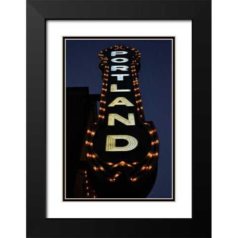 Portland Sign Black Modern Wood Framed Art Print with Double Matting by Moore, Brian