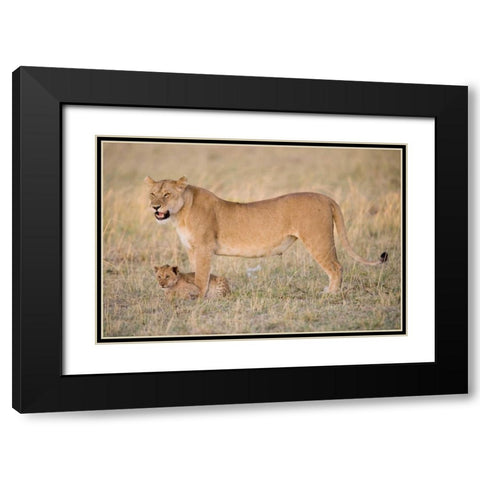 Lil Protection Black Modern Wood Framed Art Print with Double Matting by Parker, Susann