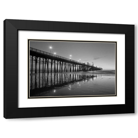 Pier Night II Black Modern Wood Framed Art Print with Double Matting by Peterson, Lee
