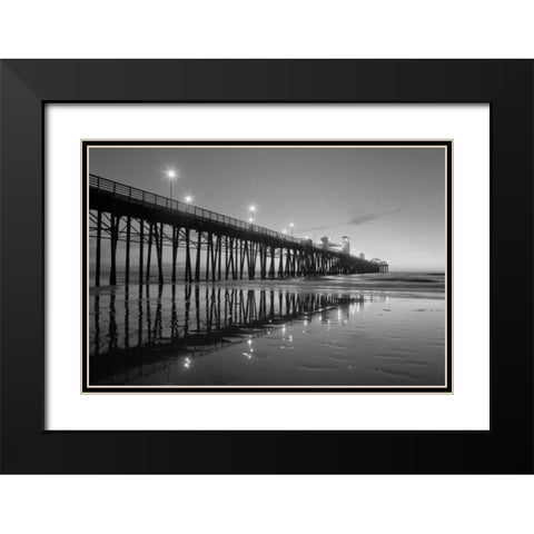 Pier Night II Black Modern Wood Framed Art Print with Double Matting by Peterson, Lee