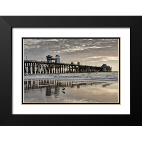 Pier Sunset II Black Modern Wood Framed Art Print with Double Matting by Peterson, Lee