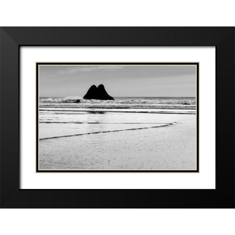 Beach Reflection V Black Modern Wood Framed Art Print with Double Matting by Peterson, Lee