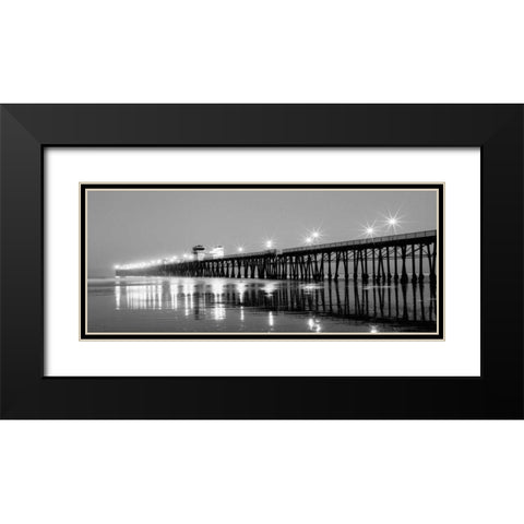 Pier Night Panorama I Black Modern Wood Framed Art Print with Double Matting by Peterson, Lee