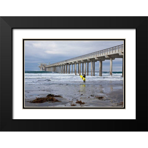 Scripps Pier I Black Modern Wood Framed Art Print with Double Matting by Peterson, Lee