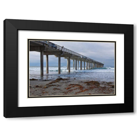Scripps Pier II Black Modern Wood Framed Art Print with Double Matting by Peterson, Lee