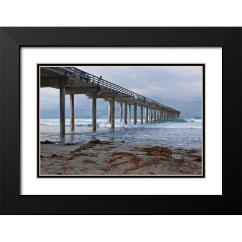 Scripps Pier II Black Modern Wood Framed Art Print with Double Matting by Peterson, Lee