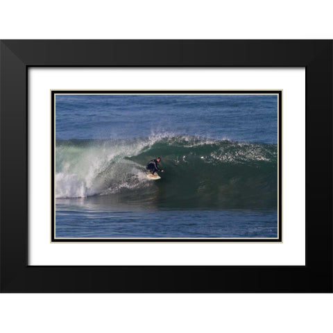 Surfing I Black Modern Wood Framed Art Print with Double Matting by Peterson, Lee