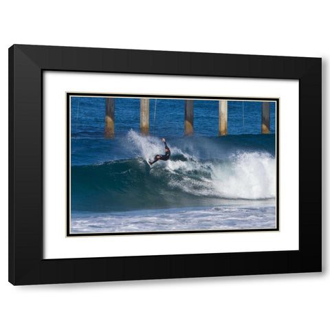 Surfing IV Black Modern Wood Framed Art Print with Double Matting by Peterson, Lee
