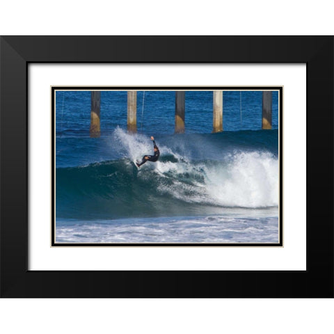 Surfing IV Black Modern Wood Framed Art Print with Double Matting by Peterson, Lee
