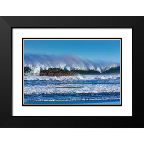 Waves in Cayucos I Black Modern Wood Framed Art Print with Double Matting by Peterson, Lee