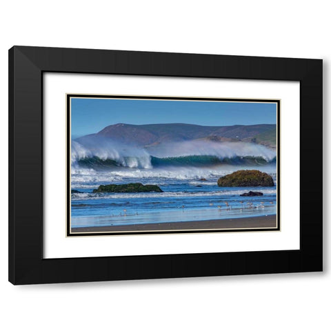 Waves in Cayucos II Black Modern Wood Framed Art Print with Double Matting by Peterson, Lee