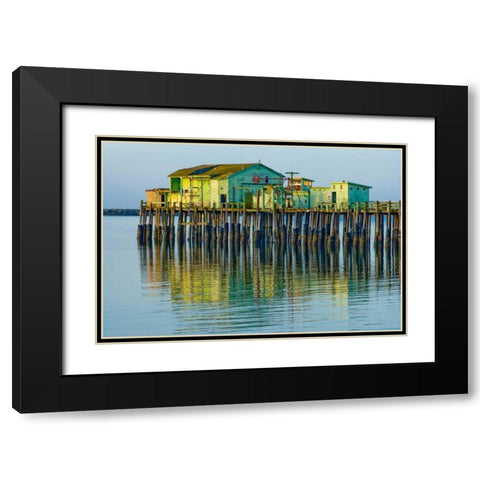 Half Moon Bay Pier Black Modern Wood Framed Art Print with Double Matting by Peterson, Lee