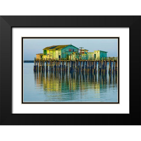 Half Moon Bay Pier Black Modern Wood Framed Art Print with Double Matting by Peterson, Lee