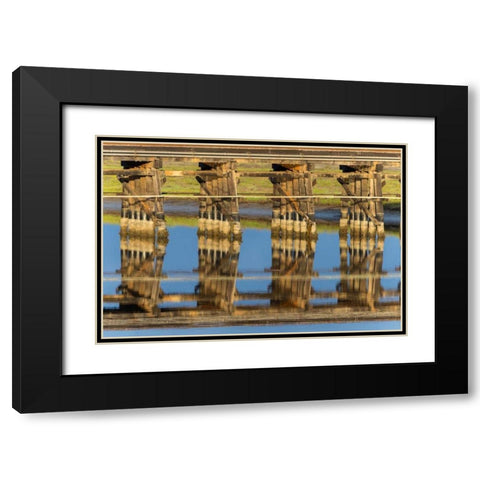 Railroad Bridge Reflection Black Modern Wood Framed Art Print with Double Matting by Peterson, Lee