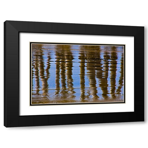 Pier Reflections II Black Modern Wood Framed Art Print with Double Matting by Peterson, Lee