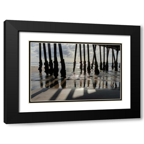 Pier Silhouette I Black Modern Wood Framed Art Print with Double Matting by Peterson, Lee