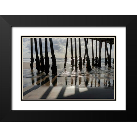 Pier Silhouette I Black Modern Wood Framed Art Print with Double Matting by Peterson, Lee