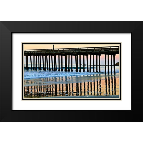 Pier Silhouette II Black Modern Wood Framed Art Print with Double Matting by Peterson, Lee
