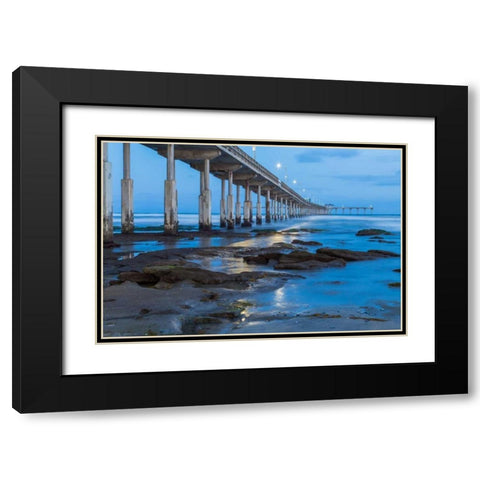 Evening Pier II Black Modern Wood Framed Art Print with Double Matting by Peterson, Lee