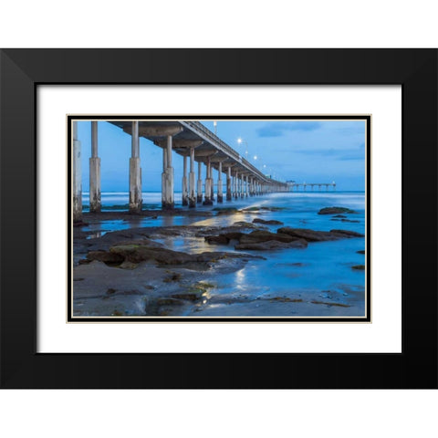 Evening Pier II Black Modern Wood Framed Art Print with Double Matting by Peterson, Lee
