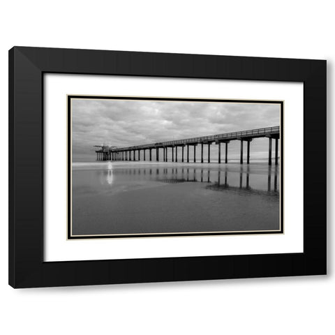 Scripps Pier BW II Black Modern Wood Framed Art Print with Double Matting by Peterson, Lee