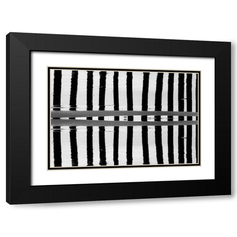 Reflected Dual Pilings Black Modern Wood Framed Art Print with Double Matting by Peterson, Lee