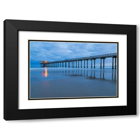 Scripps Pier I Black Modern Wood Framed Art Print with Double Matting by Peterson, Lee