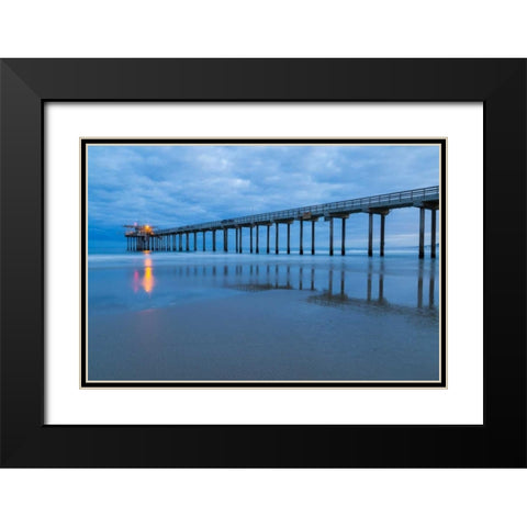 Scripps Pier I Black Modern Wood Framed Art Print with Double Matting by Peterson, Lee