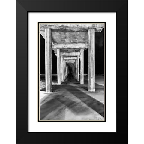 Under Scripps Pier Black Modern Wood Framed Art Print with Double Matting by Peterson, Lee