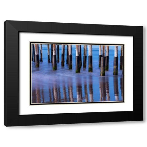 Ventura Pier Reflections II Black Modern Wood Framed Art Print with Double Matting by Peterson, Lee