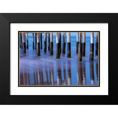 Ventura Pier Reflections II Black Modern Wood Framed Art Print with Double Matting by Peterson, Lee