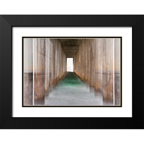 Under Scripps Pier II Black Modern Wood Framed Art Print with Double Matting by Peterson, Lee