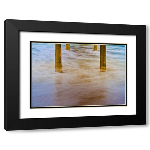 Under Ocean Beach Pier Black Modern Wood Framed Art Print with Double Matting by Peterson, Lee